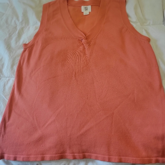 Apt 9 Orange Tank Top V Neck Fine Knit Sixe PL - Picture 3 of 5